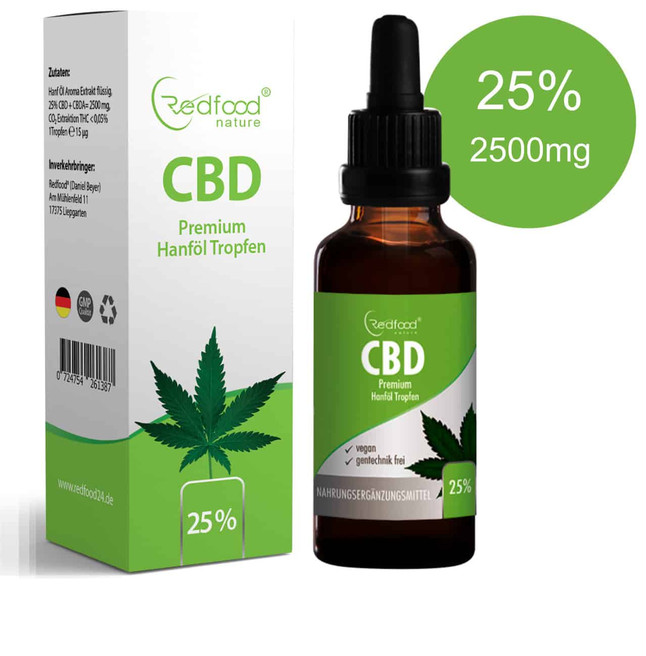 CBD-olja 25% fullspektrum hampaolja 10ml – Till salu
