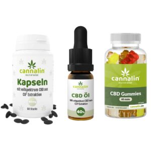 Köp Sie Probepaket 40% Vollspektrum + 40mg Kapseln + Gummies