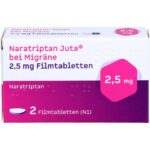 Köp Naratriptan Juta mot migrän, 2,5 mg filmdragerade tabletter, 2 tabletter, tillgänglig online.